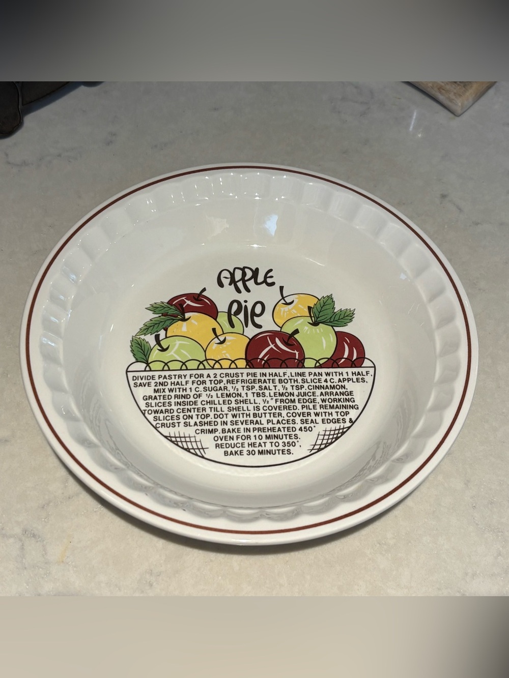 Vintage Apple Pie Recipe Pie Plate